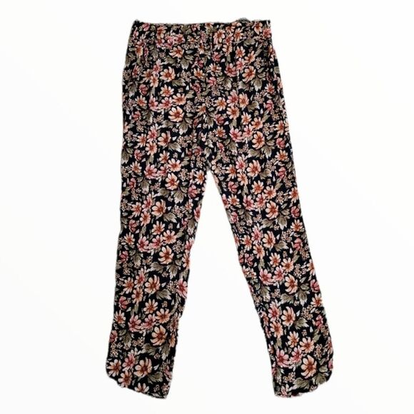 EC AMERICAN EAGLE NAVY BLUE FLORAL PANTS SZ. M - Picture 1 of 6